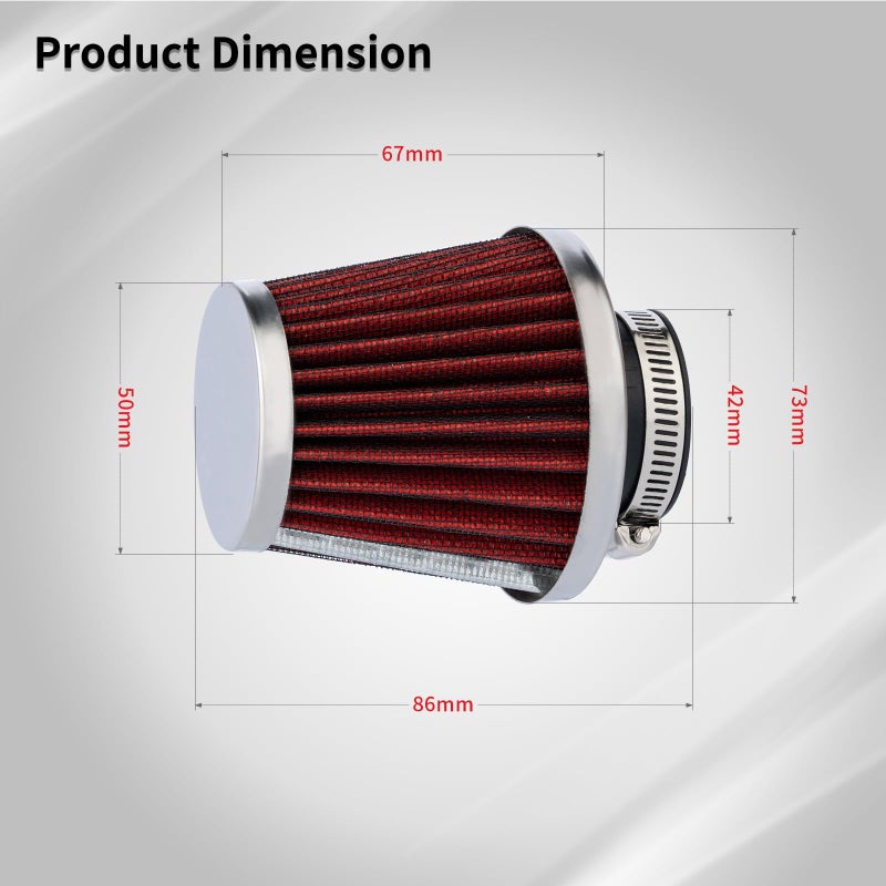Evermotor Double Layer Steel Engine Air Filter, 34mm 35mm 36mm Carburetor Cleaner for Motorcycle Scooter ATV Moped Red - Image 4
